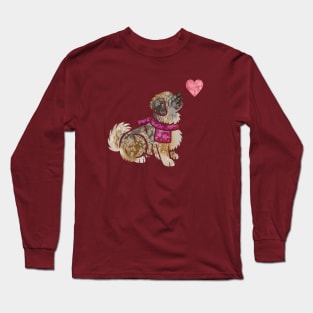 Tibetan Spaniel watercolour Long Sleeve T-Shirt